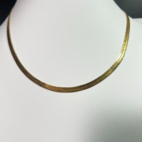 Monet Gold-Tone 18" Herringbone Necklace & Oval Polished Clip-On Earrings Set - Picture 2 of 10